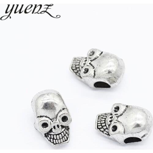 YuenZ 8pcs European Beads Big Hole Halloween skull Beads Tibetan Silver Spacer Beads Plated For Charm Bracelets Making DIY R203