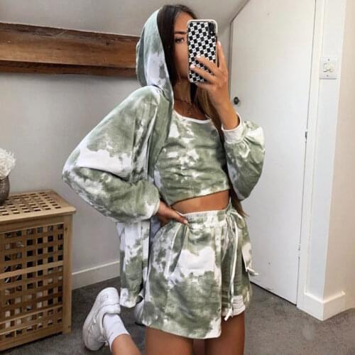Autumn Casual Shorts set women 2020 New Sling Loose Coat Fashion Three-Piece Set tracksuit hoodies 3 Piece Outfits for Women