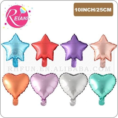 10 inch Foil Rose Gold Star Matt Metallic Balloon Wedding Decor Birthday Party Balloon Metal Heart Round Star Helium Air Baloon