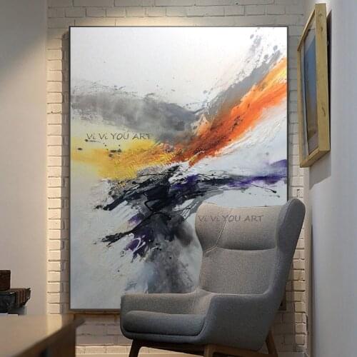 100% Hand-Painted Art Abstract Oil Paintings Living Room Dining Room Entrance Modern Minimalist Abstract American Decorative