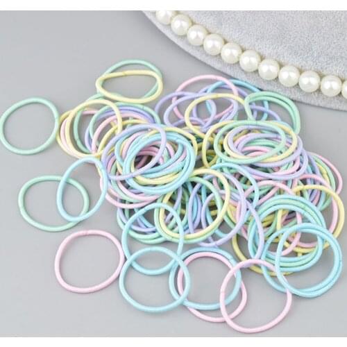 100 pieces Mini Hair Band Fashion Candy Color Rubber Ties Ring Elastic Hair Rope Ponytail Holder For Kids Hair Accessories