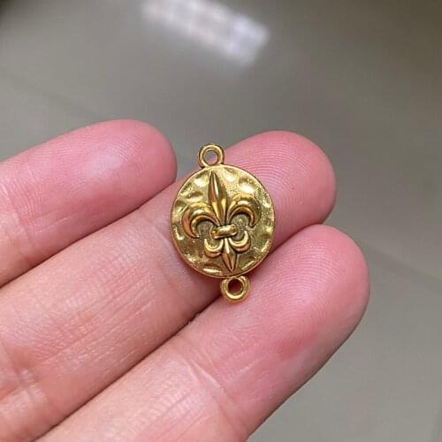 30pcs Tiny Fleur De Lis Connector Charms Jewelry DIY Necklace Bracelet Key Chain Aesthetic Accessories Jewelry Making Supplies