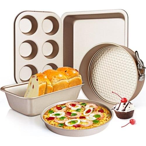 5PCS / set of non-stick cake mold square round baking pan to make pizza small cake bread mold kitchen baking tools