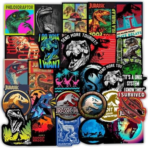 50 PCS Cool Dinosaur Stickers for Jurassic JDM Funny Cartoon Animals Sticker on Car Laptop Water Bottle Bicycle Luggage Kid Toy