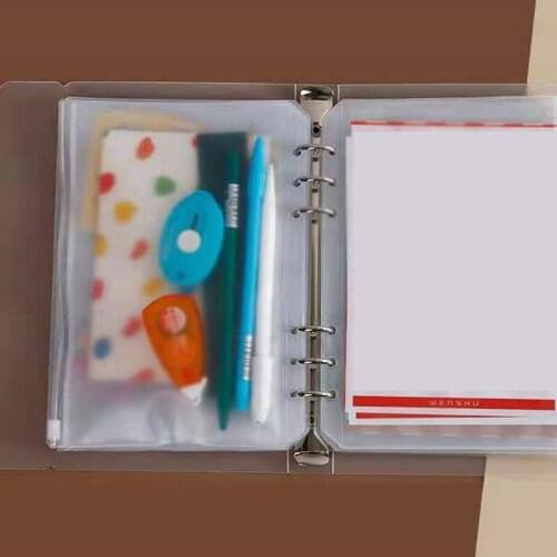 A6 Translucent PP 6 Holes Loose Leaf Spiral Binder Notepad Cover&PVC Storage Pockets Bags Notebook Refills Filler Planner Office