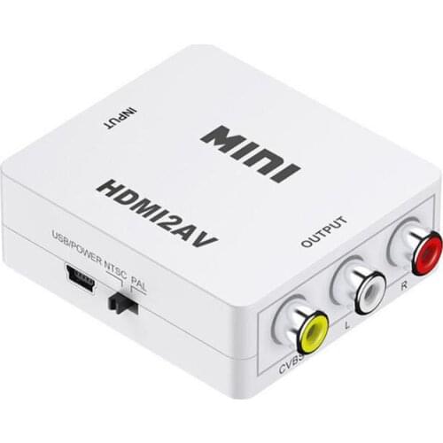 HDMI TO AV Scaler Adapter HD Video Composite Converter Box HDMI to RCA AV/CVSB L/R Video 1080P Mini HDMI2AV Support NTSC PAL New