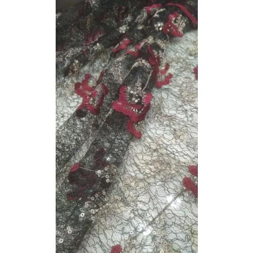 African fabric 5yards ZX32# New material embroidery wedding dress fabric sequins for bridal wedding dress/sawing Free shipping