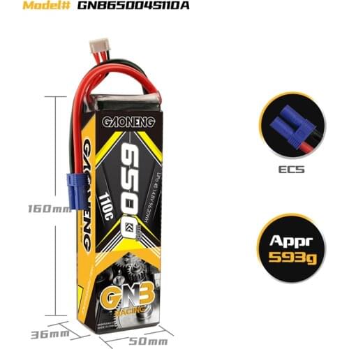 Gaoneng GNB 6500mAh 4S 14.8V 110C/220C Lipo Battery With EC5 XT90 Plug for RC Helicopter Airplane RC Car Boat Parts