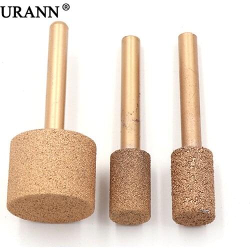 URANN 6MM Shank 12-25MM Brazed Diamond Grinding Head Burrs Carving Peeling Bits For Jade Stone Concrete Ceramic Mill Bullet