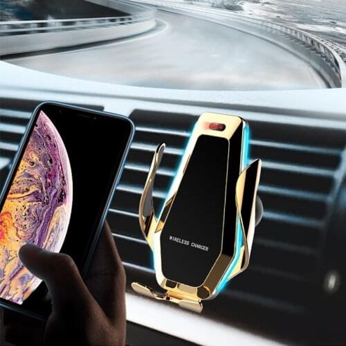 Smart Infrared Induction Automatic Clamping Car Phone Holder Wireless Fast Charger Stand Car Air Vent Outlet Mobile Support