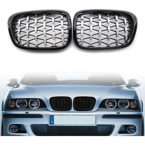 Car Upper Mesh Grill For BMW E39 5Series 520i 525i 535i 540i M5 1999-2003 Diamond Meteor Latest Style ABS Front Kidney Grille