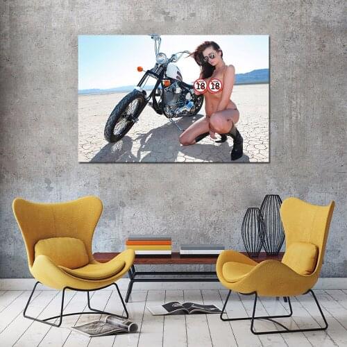 Motorcycle and Sexy Girl Wallpaper Wall Art Poster Canvas Prints Paintings Wall Picture for Living Room Decor