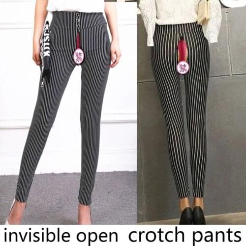 Full Zipper Pants Women Invisible Open Pants Loose-fitting Pants Outdoor Couple Dating Open Pants Leggings Leather Hot Pants