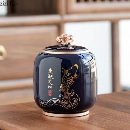 Tea Caddy Ceramics Tea Cans Sealed Jar Moisture-proof Storage Tank Tea Box Decorative Jar Sugar Bowl Tea Organizer Food Storage