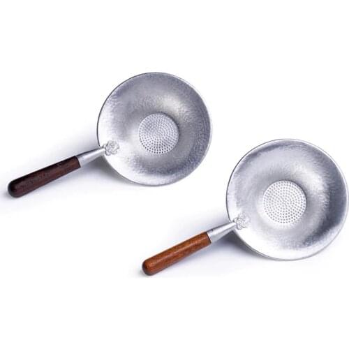 Pure Tin Tea Funnel Solid Wood Handle Tea Strainer Pitcher Filter Kung Fu Tea Set Tea Accessories Tea Filter Metal Mesh Tea