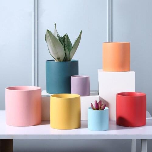 1pc Colorful Ceramic Flower Pot Creative Potted Plant Pots Ornaments Home Decoration Flowerpot With Hole