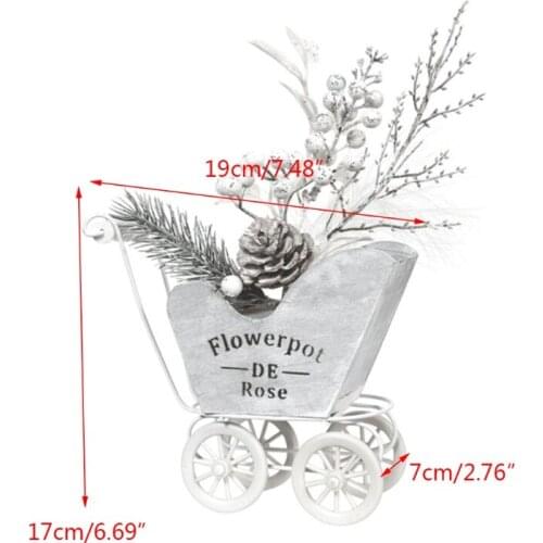 M17D Wooden Car Flower Pot Crafts Desktop Ornaments Christmas Decorations Home Gift