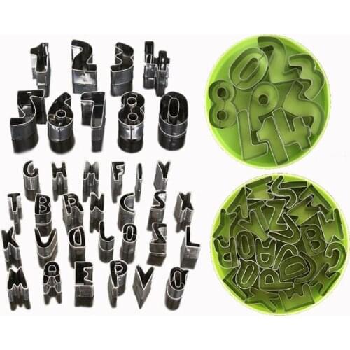 DIY Fondant Cake Decorating Tools Stainless Steel Cupcake Gift Upper Alphabet Capital Letters and Numbers Cookie tools 03086