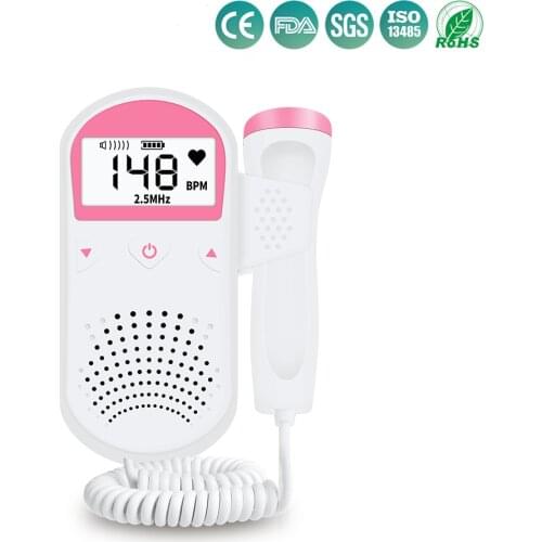 Household Doppler Fetal Heart Rate Monitor Home Pregancy Baby & Fetal Sound Medical Detector LCD Display No Radiation 3.0MHz