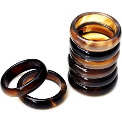 Natural Stone Agates Rings High Quality Texture Gem Wholesale Finger Rings Individuality Unisex Rings Jewelry