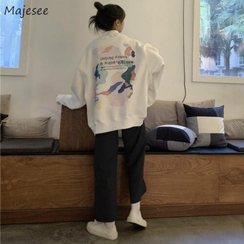 Women Sets Spring Autumn Hoodies Thicken Half Turtleneck Loose Casual Printed Harajuku Black Pants Straight Trousers Students
