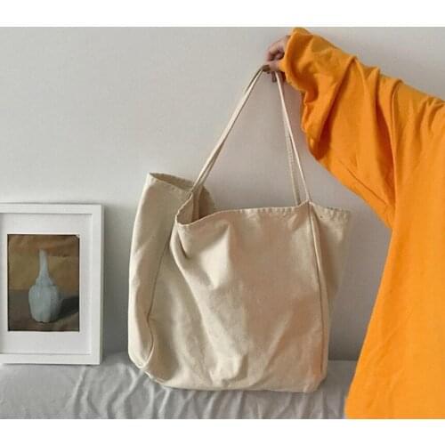 Korean super-fire canvas bag womens shoulder tote bag art student wild portable large-capacity shopping bag