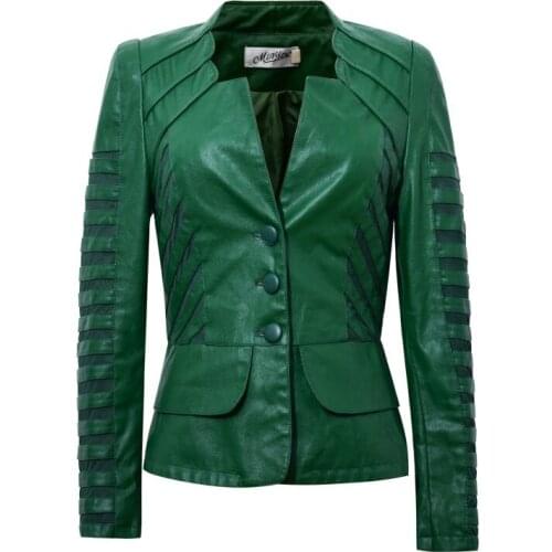 Plus Size Leather Jacket Women Coats New 2021 Leather Coat Women Short Slim Motorcycle Splice Leather Clothing Female Black Red