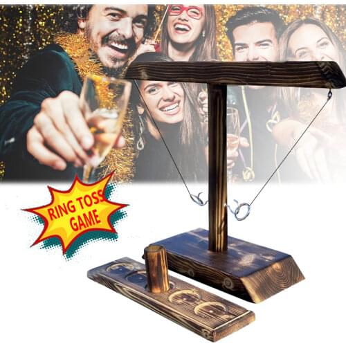 Ring Toss Game Party Toys Drinking Game Toy Wooden Ring Toss Hooks Fast-paced Interactive Game for Bars Home Board Games Pinball