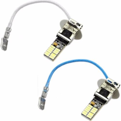 24-SMD-4014 H3 6500K HID Xenon White LED Bulbs for Fog Lights or Driving Lamps for LED