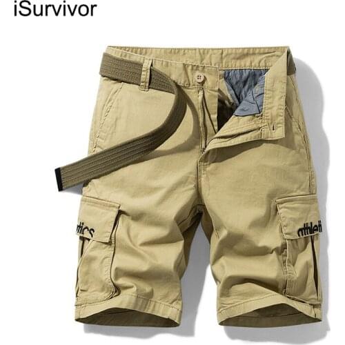 ISurvivor 2021 Summer Letter Embroidery Tooling Shorts Mens Thin Section Loose Straight Tube Elastic Casual Five-Point Pants