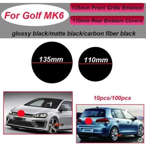 10pcs/100pcs Car Logo for Golf MK6 135mm 110mm Front Grille Badge Rear Trunk Emblem Covers 13.5CM 11CM Auto Head Label