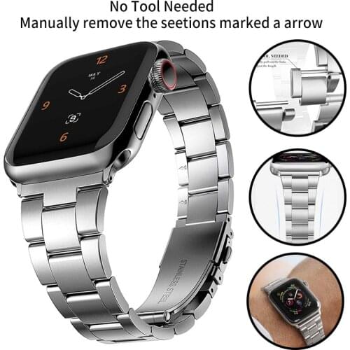 No Tool Needed Metal Bracelet for Apple Watch Band 6 5 44mm 40mm Saintless Steel Strap for IWatch Serie 6 SE 3 4 42mm 38mm Bands