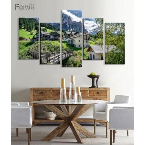 Fashion Canvas Painting Wall Art Print 5 Panel Famous Building Italy Building Landscape Home Decor Picture For Living Room Frame