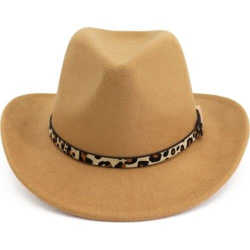 Fashion Men Women Wool Western Cowboy Hat With Belt Wide Brim Jazz Hat Sombrero Hombre Hat Church Hat