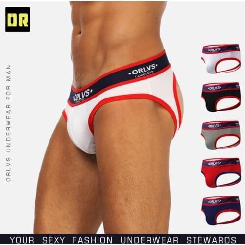 Orlvs mens underwear fashion low waist sexy trend exciting fun double t-pants one hair or146T