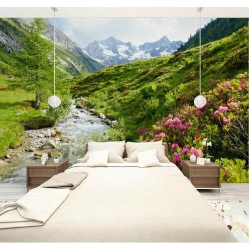 Custom Size 3D Photo Mural Rose On Moutain Removable Wall Papers Self-adhesive Vinyl Wall Sticker Art Home Decor Mural