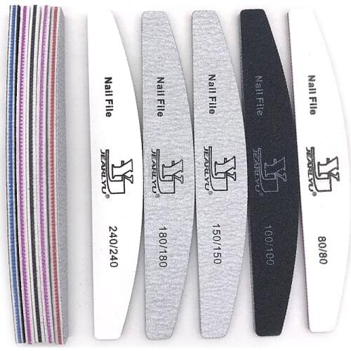 5 Pcs/Lot Nagelvijl 80 100 150 180 240 Grit Nail File Moon Style Nail Polish File Set Limes A Ongles Professional Nails Files