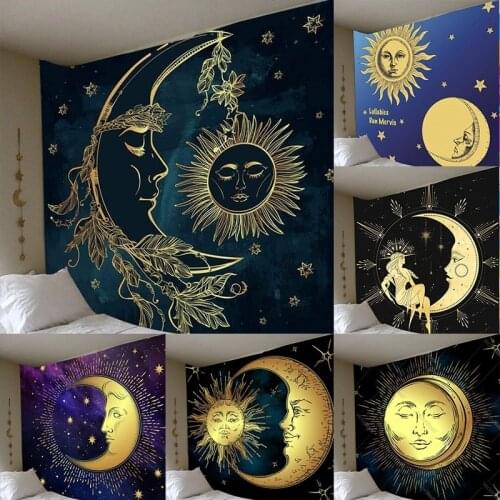 Sun and Moon Psychedelic Tapestry Bohemian Decorative Wall Decor Bedroom Background Wall Cloth Room Decoration Decoration Mural