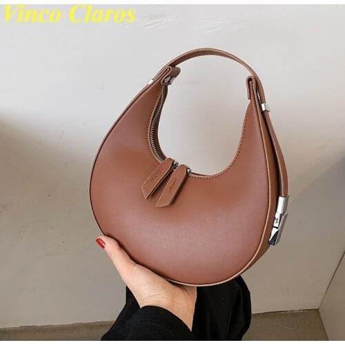 Luxury Brand Half-Moon PU Leather Shoulder Bags Short Handle Small Tote for Women 2021 Purses and Handbags Designer Sac A Main