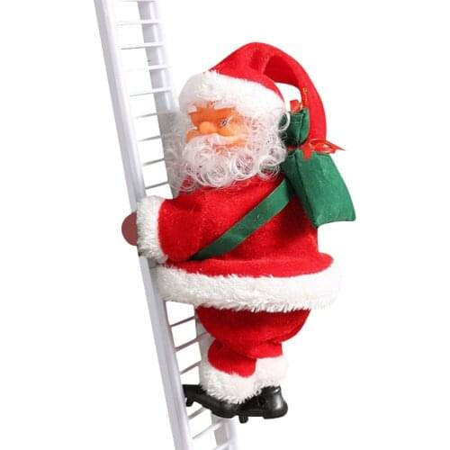 Christmas Santa Claus Music Electric Climbing Ladder Hanging Toys Home Christmas Tree Ornaments New Year Kids Gifts