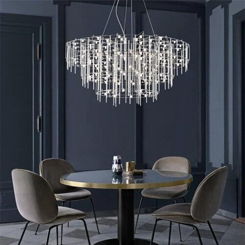 Modern Novelty LED Chandelier Lighting Silver Dining Living Room Round Luxury Hanging Lamp Bedroom Lobby Deco Designer Fixtures