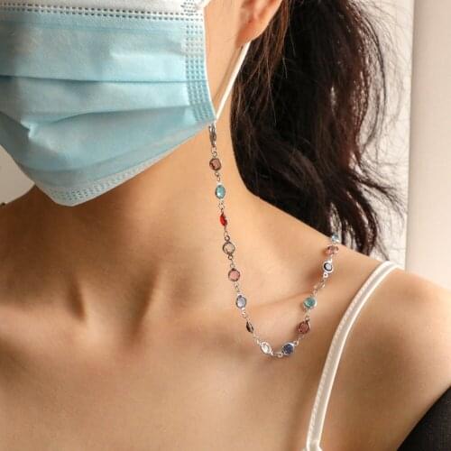 Anti-Drop Mask Chain Round Imitation Crystal Fashion Sunglasses Lanyard Eyewear Accessories Decoration Cadena Para Mascarilla