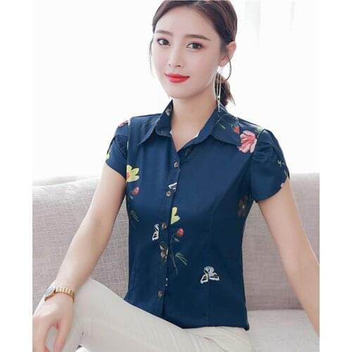 Fashion 2019 Summer Flower Print Tops Women Street Chic Blouse Shirt Fitness Chiffon Korean Blouses Plus Size 5XL Pink White top