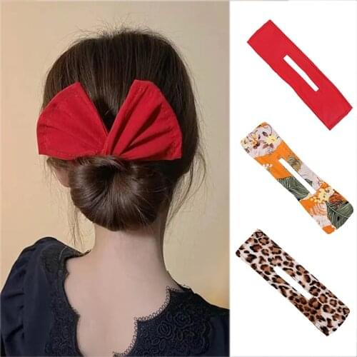 Women Bow Headband Deft Bun Summer Print Hair Band Bowknot Leopard Braider Hairpin Hair Styling Tools Hair Accessories For Girls