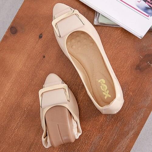 Women Metal Square Buckle Patent Leather Foldable Ballet Flats Female Slip on Ballerina Comfy Pointed Toe Roll-up Flats Shoes