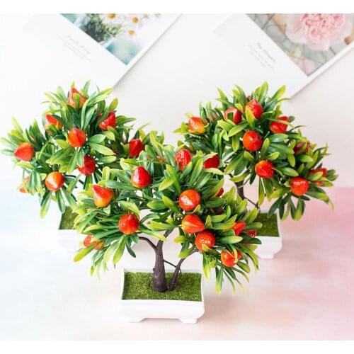 1Pc Artificial Fruit Strawberry Tree Bonsai Home Office Garden Desk Party Decor Artificial Bonsai For Weddings