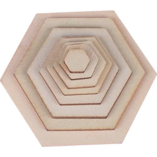 10~300mm Wooden Hexagonal Pieces Ornaments Embellishment Scrapbooking Crafts Wood Decoration for Home Decoration