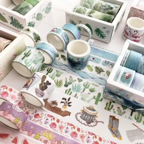 10 set/lot DIY Japanese Paper Decorative Adhesive Tape Little fresh girl heart Washi Tape/Masking Tape Stickers