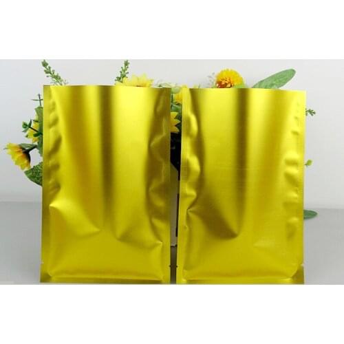 100pcs/lot 12*18cm Top Open Gold Plain Pocket Bags for Coffee Aluminium foil Bags Aluminum Pouches Heat sealing for Food