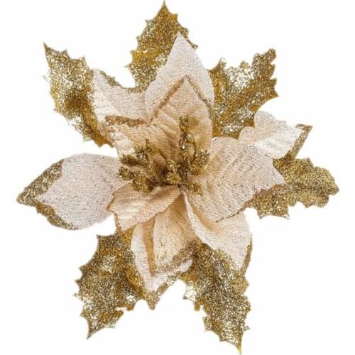 17cm Gold and silver Christmas tree decorations Christmas red velvet diamond flower simulation flower decoration